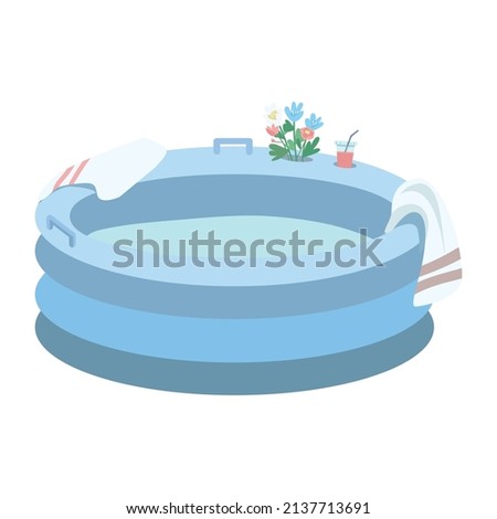 Inflatable tub semi flat color vector object. At-home water birth. Full sized item on white. Water immersion in labor simple cartoon style illustration for web graphic design and animation