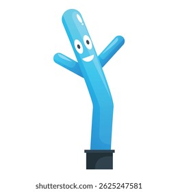 Inflatable tube man is waving its arms and smiling