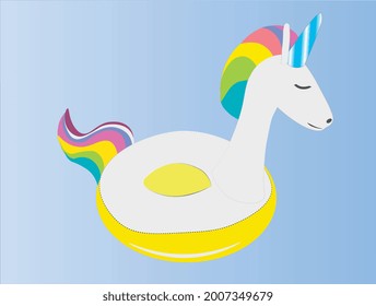 Inflatable Unicorn float ring. Summer element.