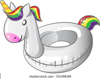 Inflatable Unicorn swim ring on white background