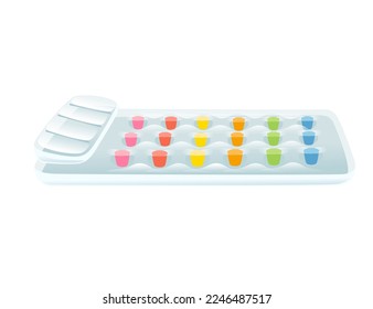 Inflatable water mattress for pool transparent material with colored dots vector illustration isolated on white background