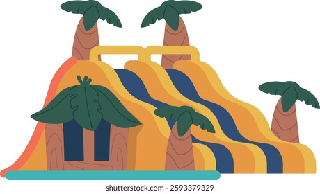 Inflatable water slide with palm