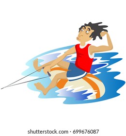 inflatable watercraft banana boat water extreme sports, isolated design element for summer vacation activity concept, cartoon wave surfing, sea beach vector illustration, active lifestyle adventure
