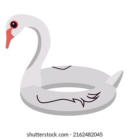 Inflatable white swan,swimming circle,isolated on a white background.Vector illustration for summer designs,textiles, postcards.