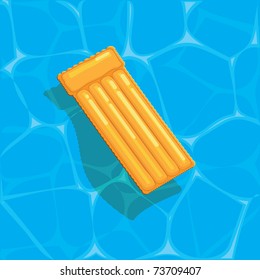 inflatable yellow lilo floating on blue pool