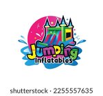 Inflatables Bounce Slide Logo Design Template