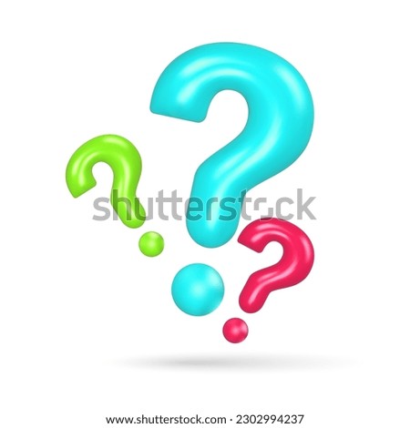 Inflate 3D question marks on white background. Asking many questions. Realistic vector Illustration