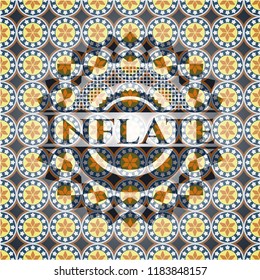 Inflate arabic badge background. Arabesque decoration.