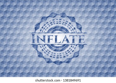 Inflate blue emblem or badge with abstract geometric polygonal pattern background. Vector Illustration. Detailed.