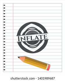 Inflate emblem with pencil effect. Vector Illustration. Detailed.