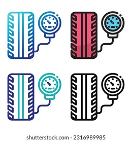 Inflate flat tire icon design in four variation color