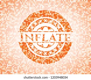 Inflate orange tile background illustration. Square geometric mosaic seamless pattern with emblem inside.