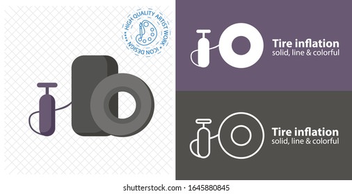 inflate tire flat icon. line icon
