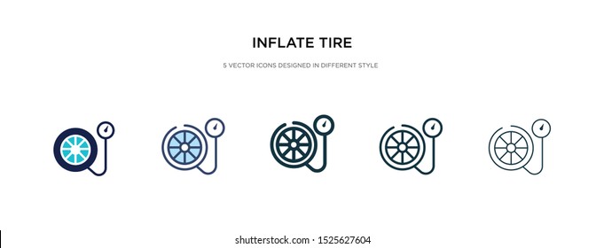 inflate tire icon in different style vector illustration. two colored and black inflate tire vector icons designed in filled, outline, line and stroke style can be used for web, mobile, ui