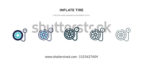 inflate\
tire icon in different style vector illustration. two colored and\
black inflate tire vector icons designed in filled, outline, line\
and stroke style can be used for web, mobile,\
ui