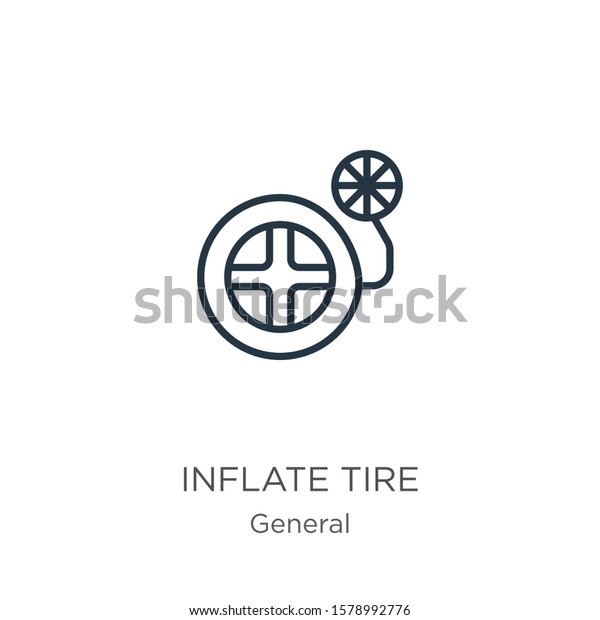 Inflate tire icon. Thin linear inflate\
tire outline icon isolated on white background from general\
collection. Line vector sign, symbol for web and\
mobile
