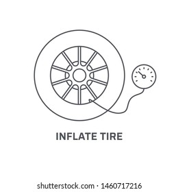 Inflate tire icon. Trendy modern flat linear vector inflate tire icon on white background from thin line general collection, editable outline stroke vector illustration