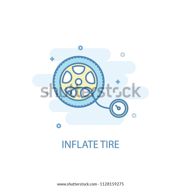 inflate tire trendy icon. Simple line, colored\
illustration. inflate tire symbol flat design from Car Service set.\
Can be used for UI/UX