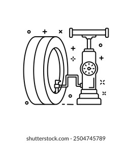 Icono de contorno de neumático inflado, Ilustración vectorial