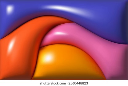 Inflated 3D background, poster, cover, flyer with the plasticine, plastic effect. Vector illustration