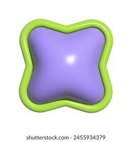 Inflated 3D shape with plasticine effect. Icon in y2k style. Vector illustration