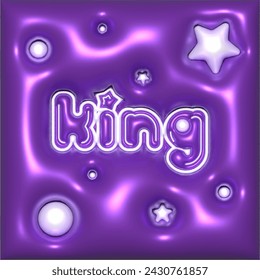 Inflated 3D Typography Art King Purple Star