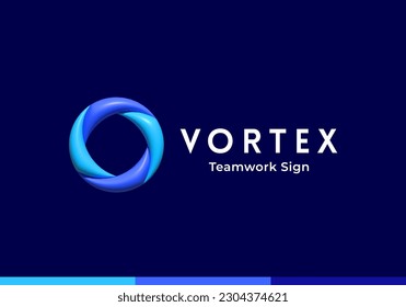 Inflated 3D Vector Ribbon Rotation Loop Circle. Abstract Vector Logo Template. Modern Geometry Infinity Swirl Sign with Vortex Colorful Intertwined Elements. Isolated