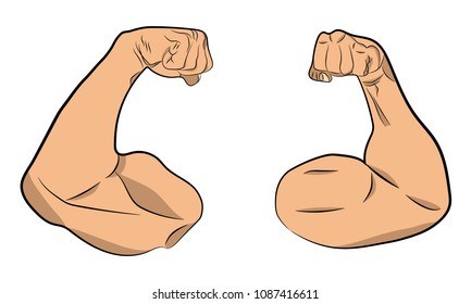 inflated muscle hands vector drawing illustration