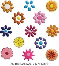 inflated vector flowers in a group