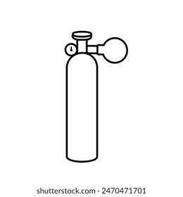Inflating a balloon with an air tank isolated on white background.