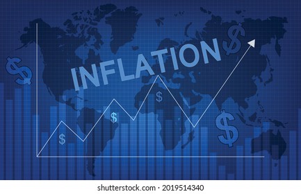 Inflation Background Worldwide Due To Pandemic. Graph Showing Increase In Inflation Worldwide Background Concept