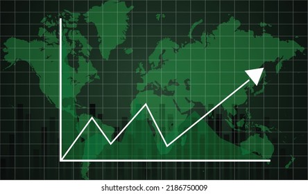 Inflation background worldwide. Graph showing increase in inflation Worldwide background concept, The word core values and stocks and shares against cityscape stencil design