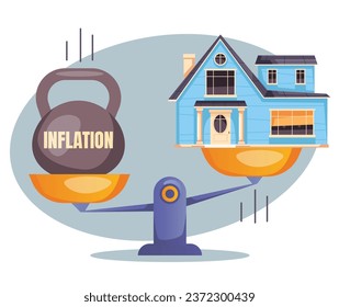 Inflation balance house money business price bank concept. Vector flat graphic design illustration