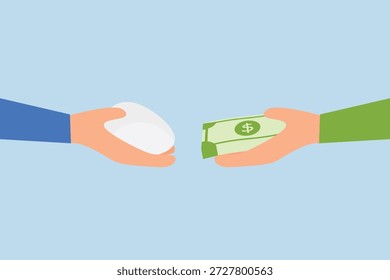 Inflação, Um empresário segura uma pilha de notas de dólar para comprar um ovo.