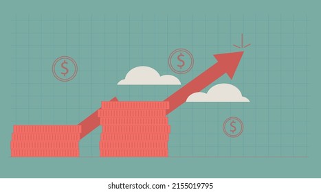 La inflación causa aumento de precios. Concepto de aumento de precios e inflación.Gráfico Aumento vertiginoso de los precios