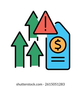 inflation color line icon for digital and print projects.  Minimal clean icons for apps and websites. Modern simple icons for UI UX and branding