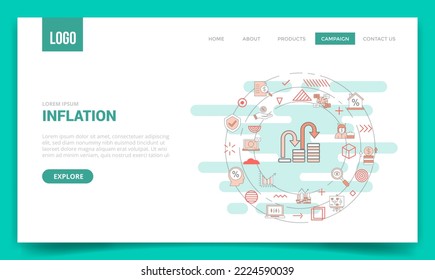 inflation concept with circle icon for website template or landing page homepage
