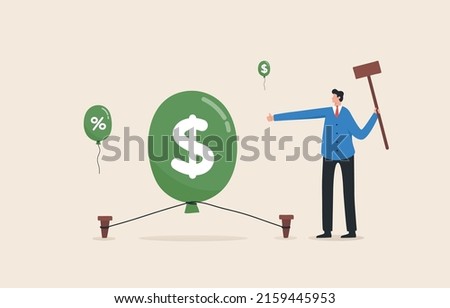 Inflation Crisis, Monetary Policy Formulation. Consideration of lowering interest rates. treatment
economic and financial stability.
inflation balloon air being held down by rope.