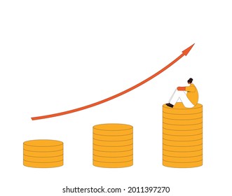 Inflation. Geringere Kaufkraft. Vektorgrafik.