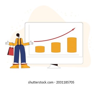 Inflación. Disminución del poder adquisitivo. Ilustración vectorial.
