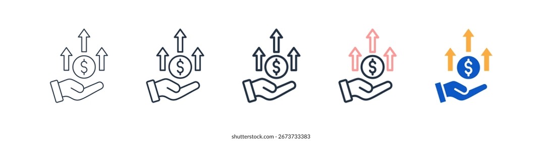Ícones de estilo diferente de inflação definem ilustração de vetor.