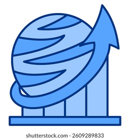 Inflation End icon represented by rotation graph Blue style.