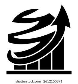Inflation End icon represented by rotation graph Black Filled style.