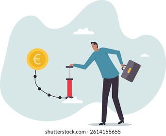 Inflation in Europe causing by energy shortage, interest rate policy to reduce inflation,character for design.