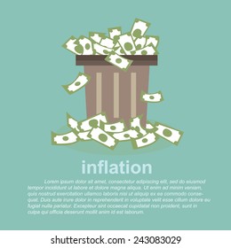 inflation - full  money in a dustbin 