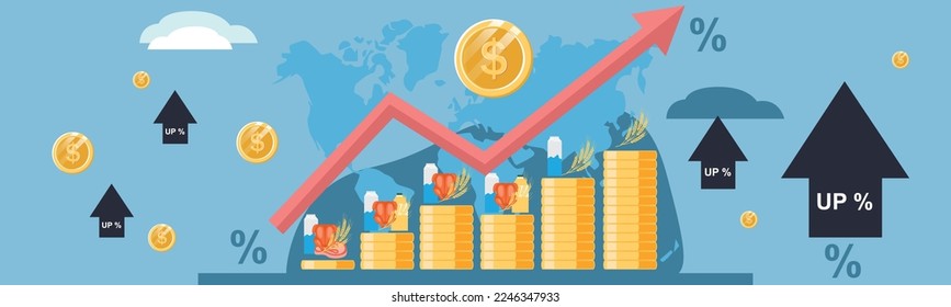 Gráfico de la inflación, gráfico de la tasa de crecimiento de la inflación ilustración vectorial