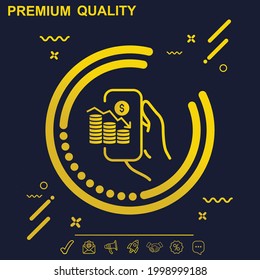 Inflation Graph in phone icon vector illustration - modern design