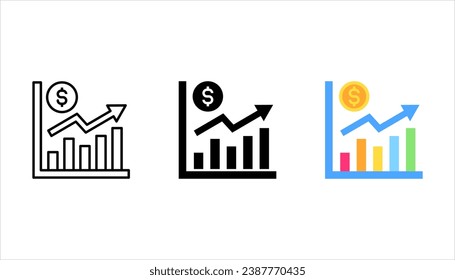 Inflation Graph sign design. Growing graph icon set. Chart icon set. Infographic. vector illustration on white background