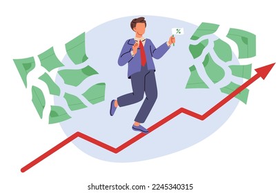 Die Inflation steigt oder steigt. Rezession der Weltwirtschaft. Preiserhöhungen, hohe Einkaufskosten. Zinserhöhungen. Flache Vektorgrafik