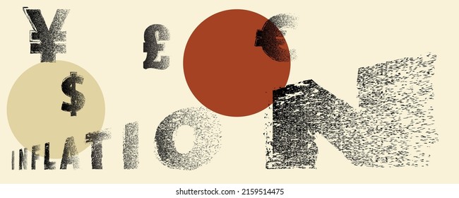 Inflation . Grunge distress rough edges fonts . Vector